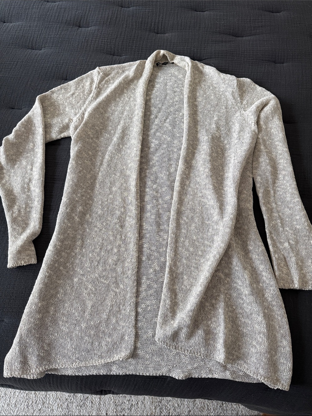 Eileen Fisher Heathered Light Gray Open Front Cardigan